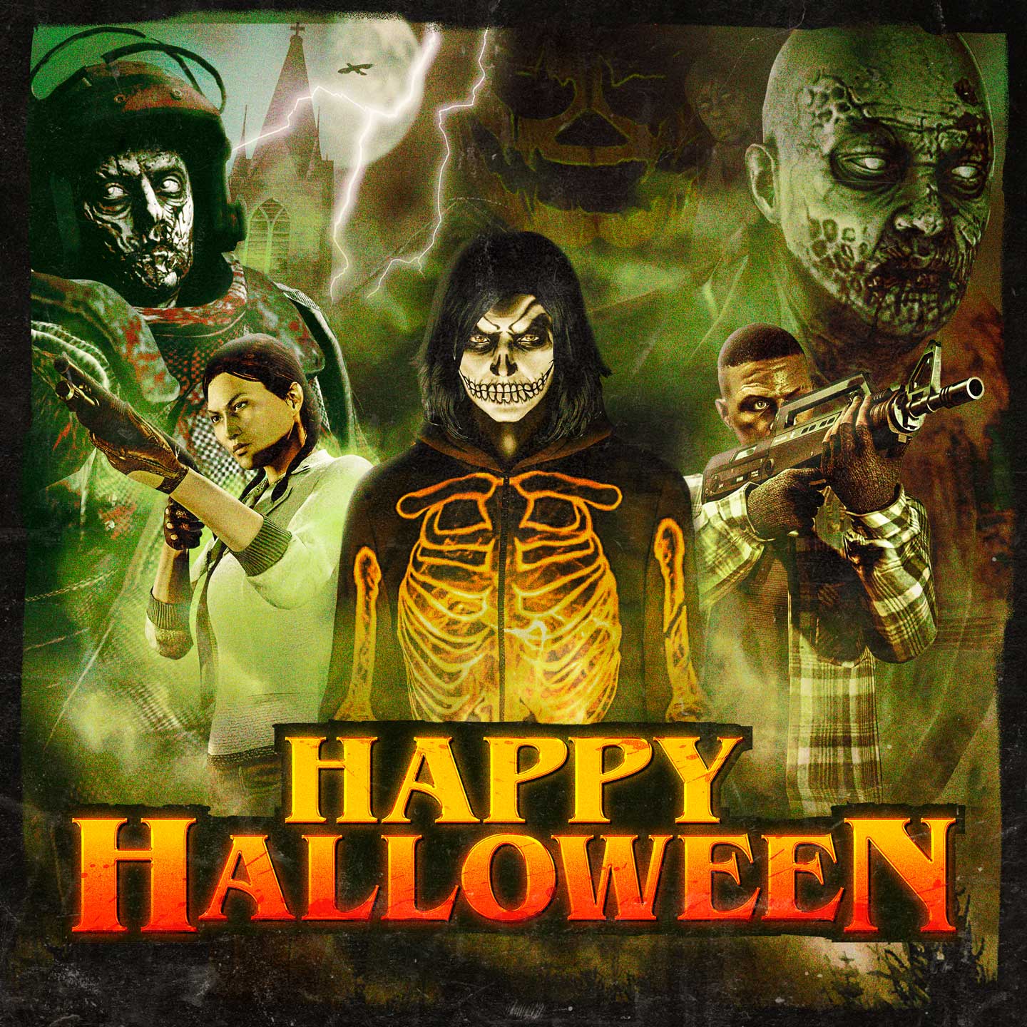Promotional poster for Halloween in GTA Online.