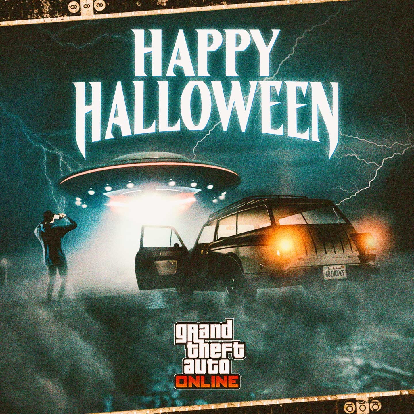 Happy Halloween! Promotional poster for Halloween in GTA Online.