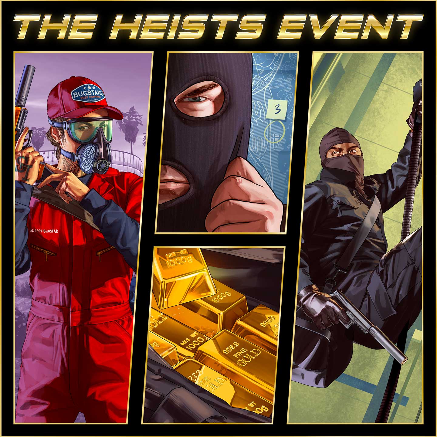 The Heists Event Artwork of The Heists Event in GTA Online.