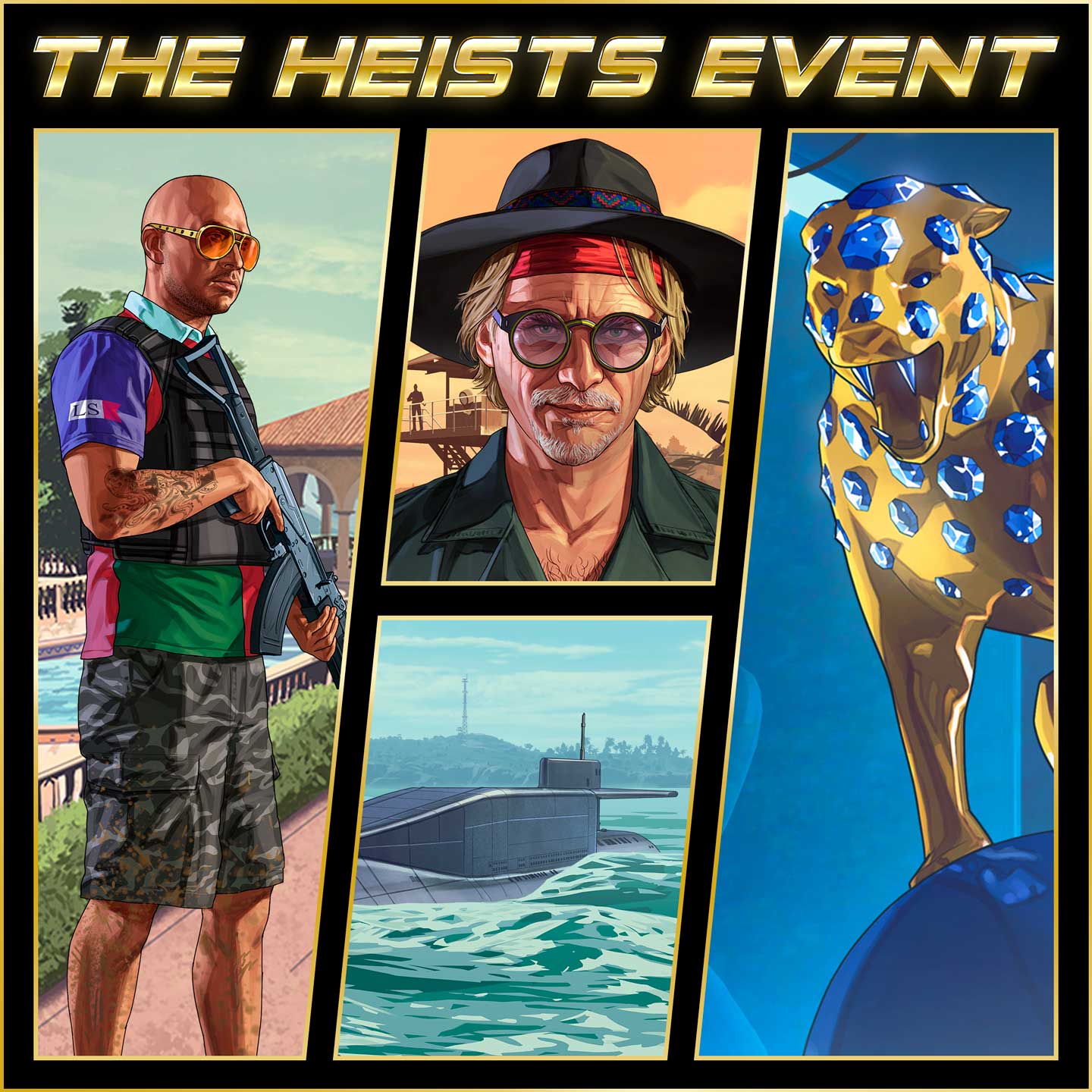 The Heists Event Artwork of The Heists Event in GTA Online.