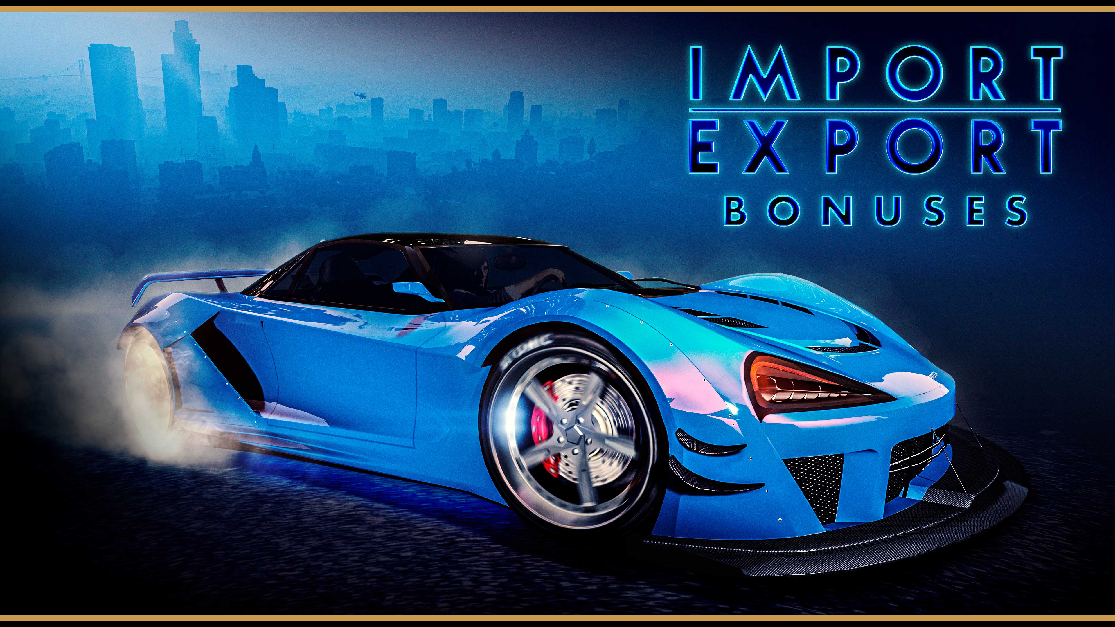 Promotional poster for Import/Export Bonuses in GTA Online.