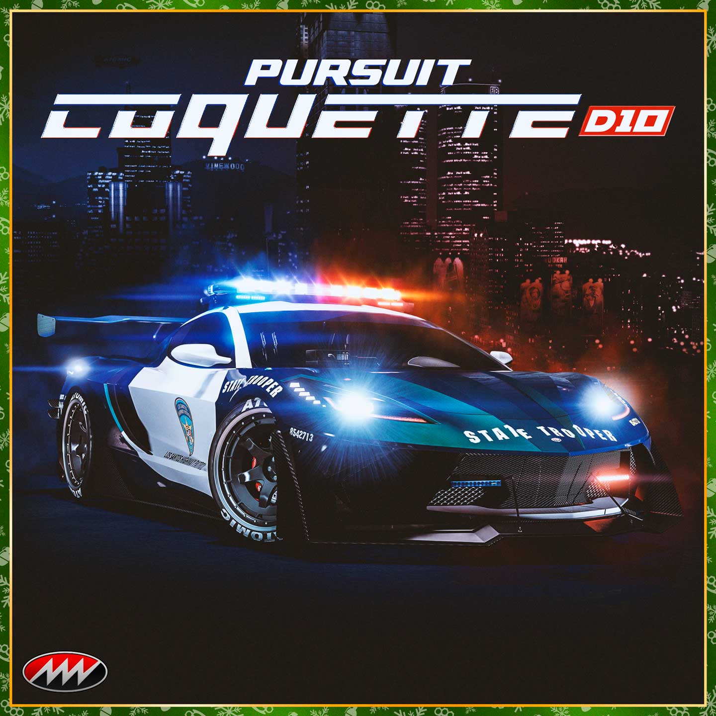 Promotional poster for Invetero Coquette D10 Pursuit Law Enforcement Vehicle in GTA Online.