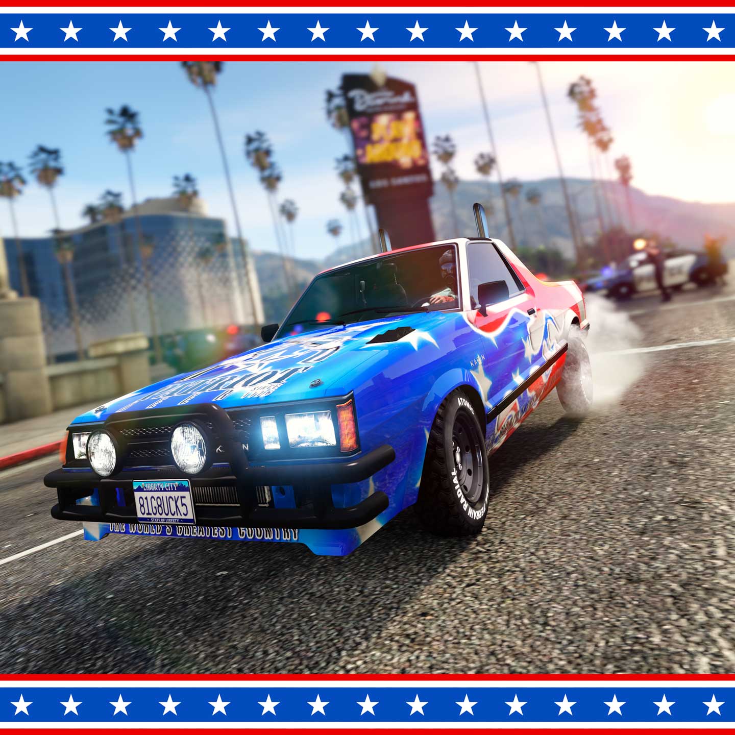 Karin Boor Screenshot of an Independence Day-themed Karin Boor in GTA Online.