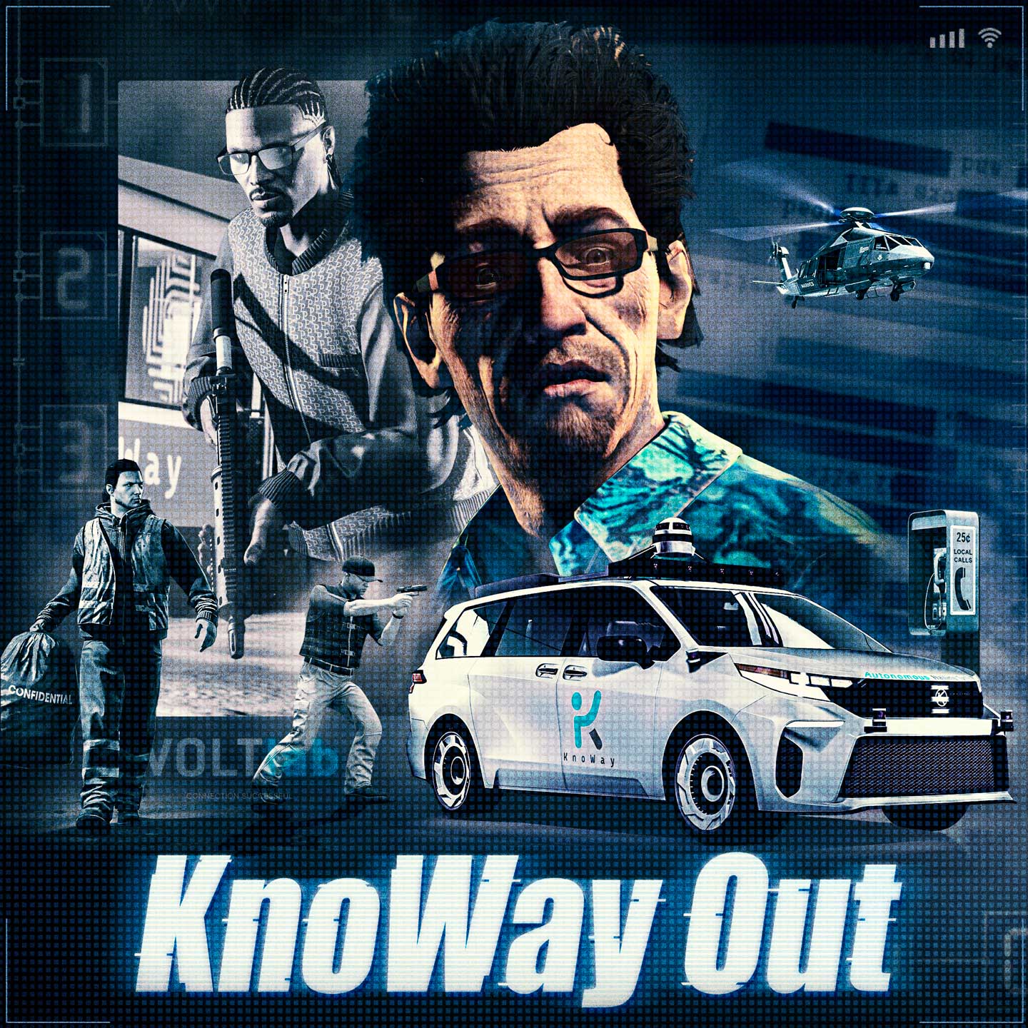 Promotional poster for KnoWay Out Missions in GTA Online.