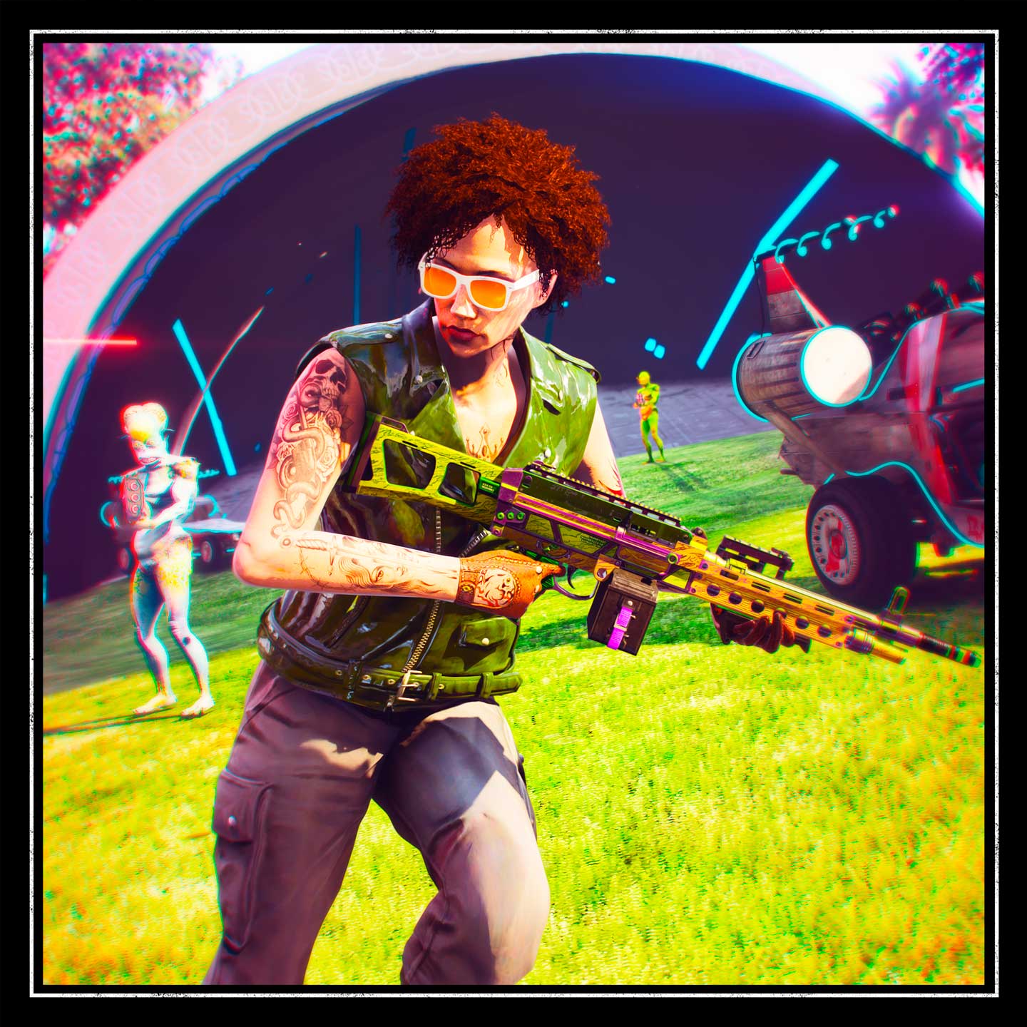 Screenshot of a GTA Online character during a Job.