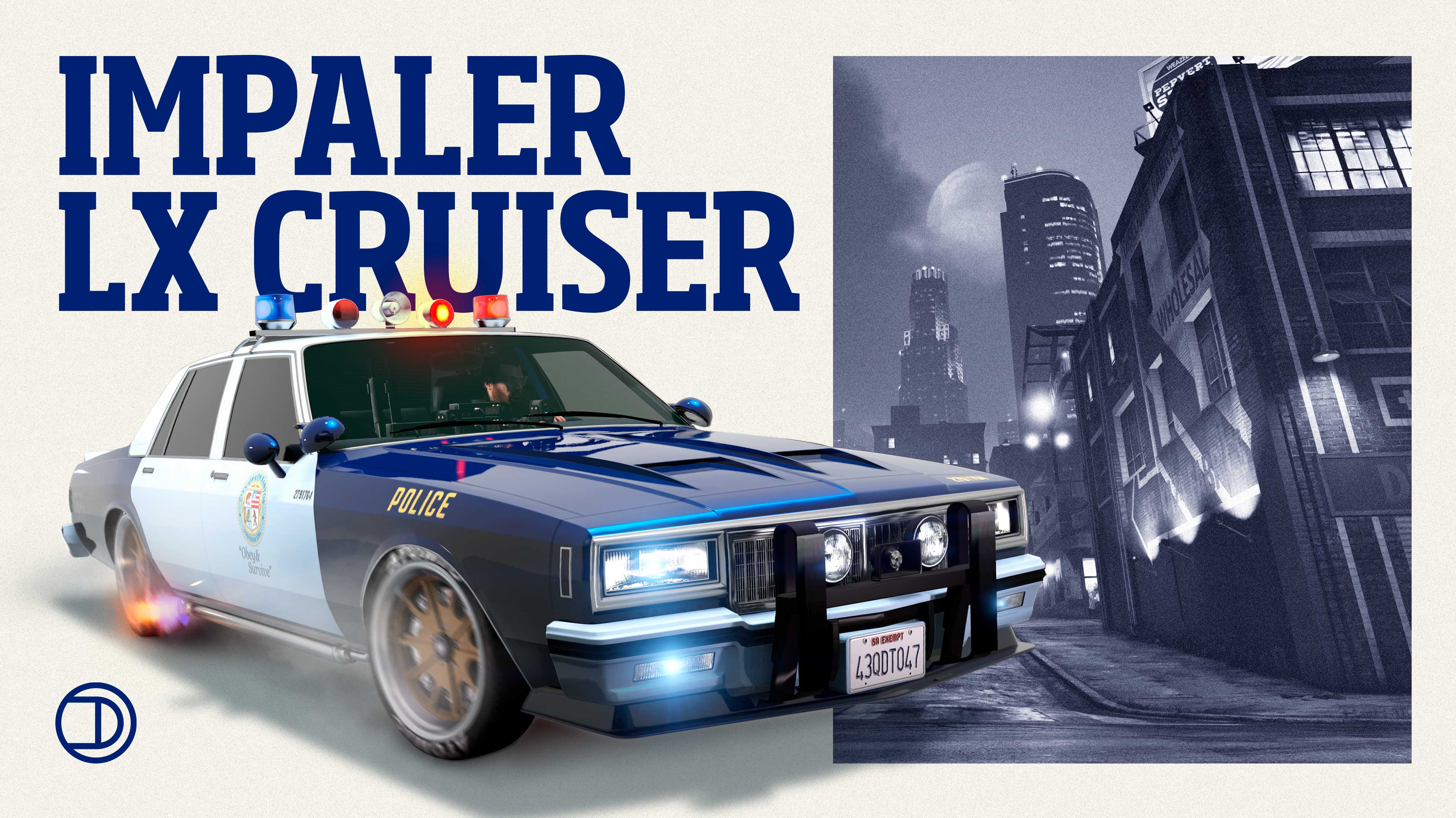 Declasse Impaler LX Cruiser – Law Enforcement Vehicle Promotional poster for Declasse Impaler LX Cruiser Law Enforcement Vehicle in GTA Online.