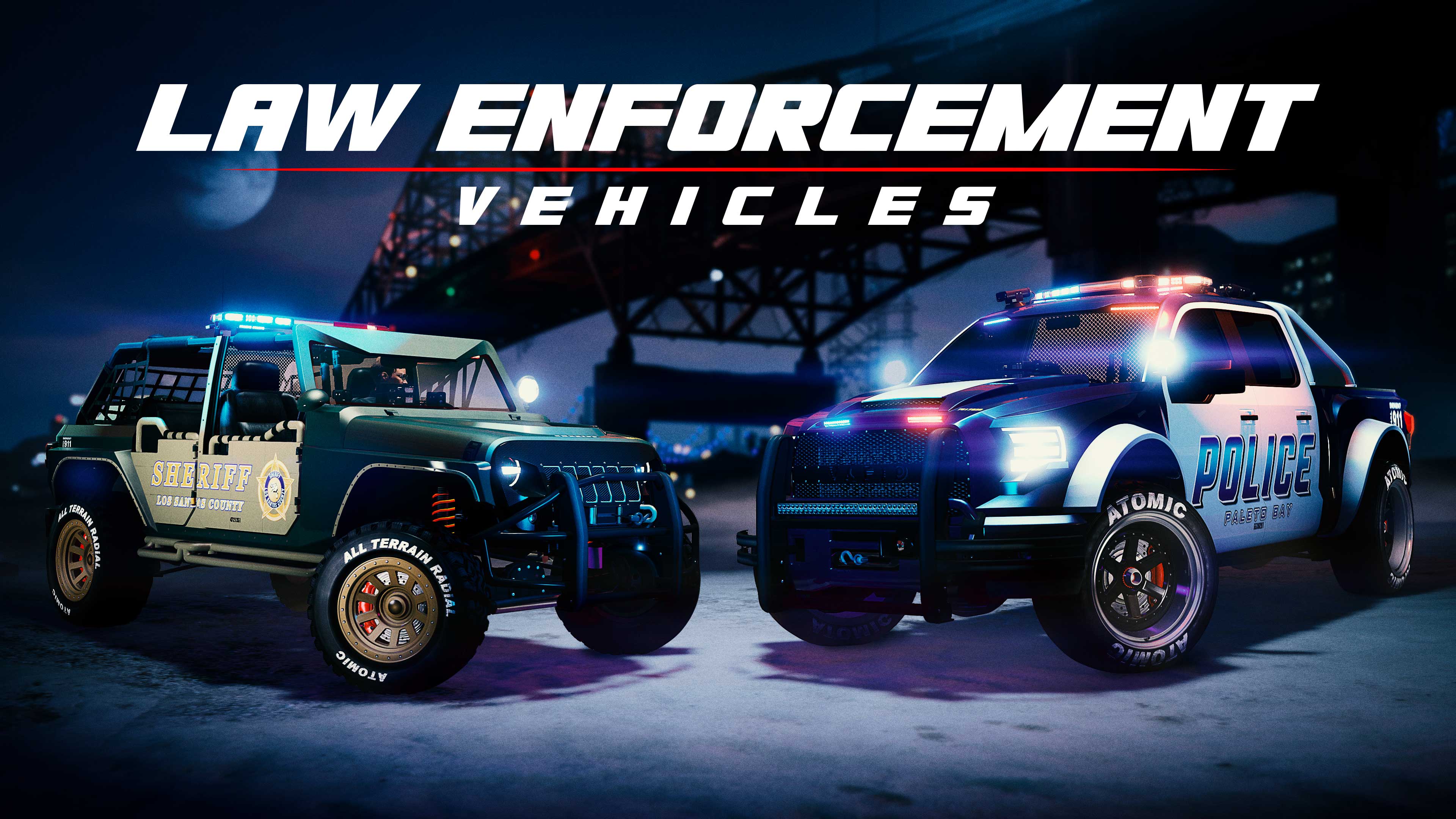 Law Enforcement Vehicles Promotional poster for Law Enforcement Vehicles in GTA Online.