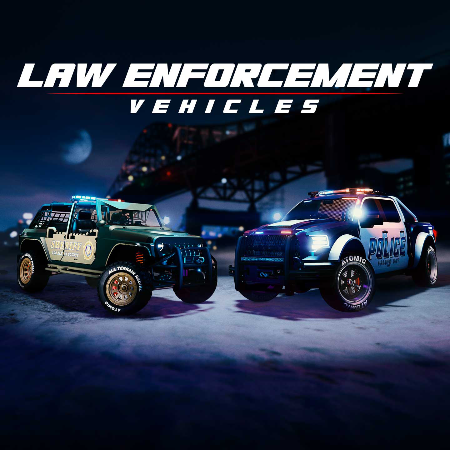 Promotional poster for Law Enforcement Vehicles in GTA Online.