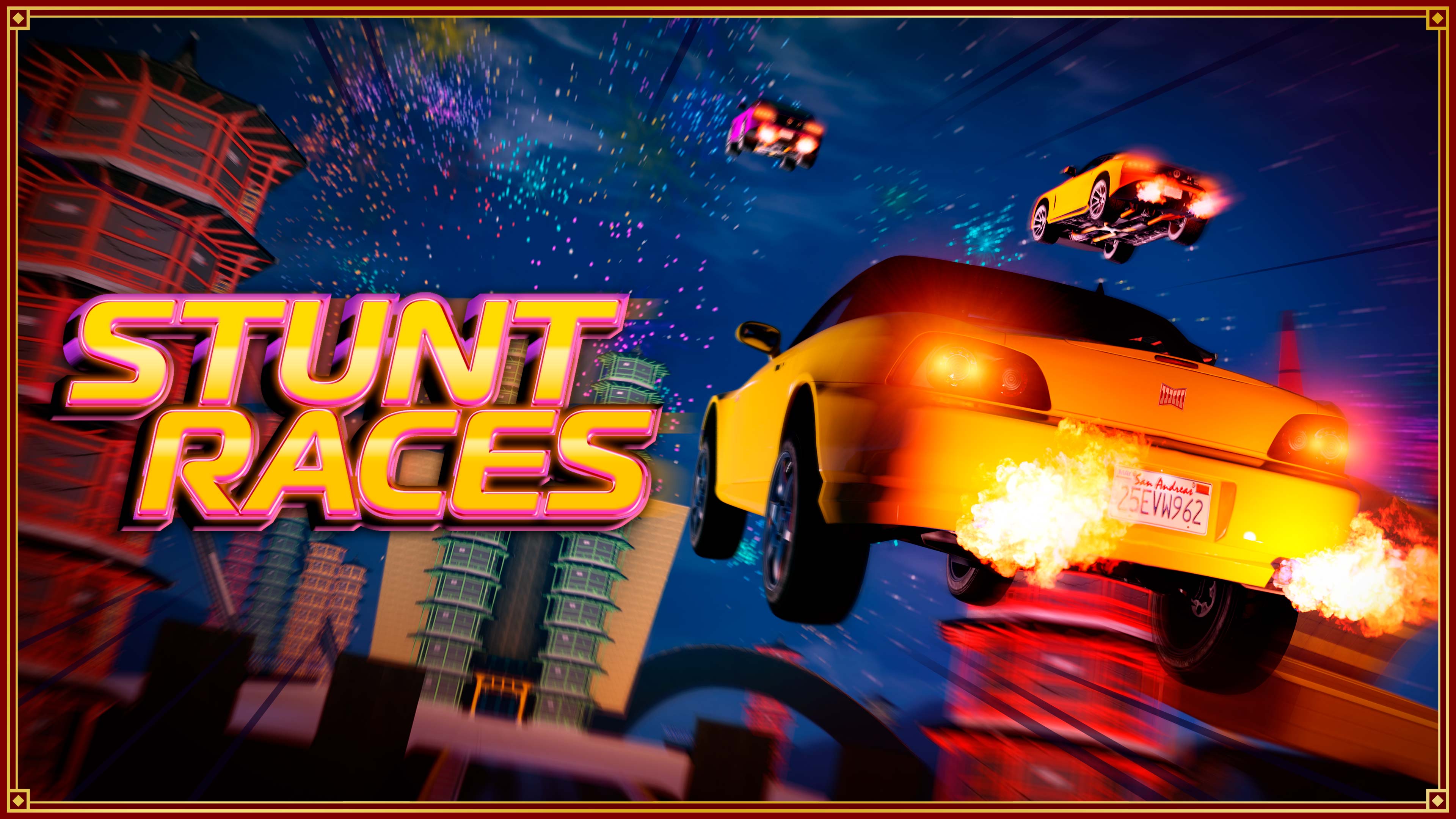 Promotional poster for Lunar New Year Stunt Races in GTA Online.