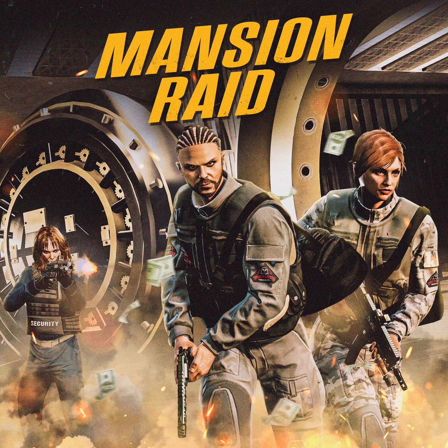 Promotional poster for Mansion Raid Adversary Mode in GTA Online.