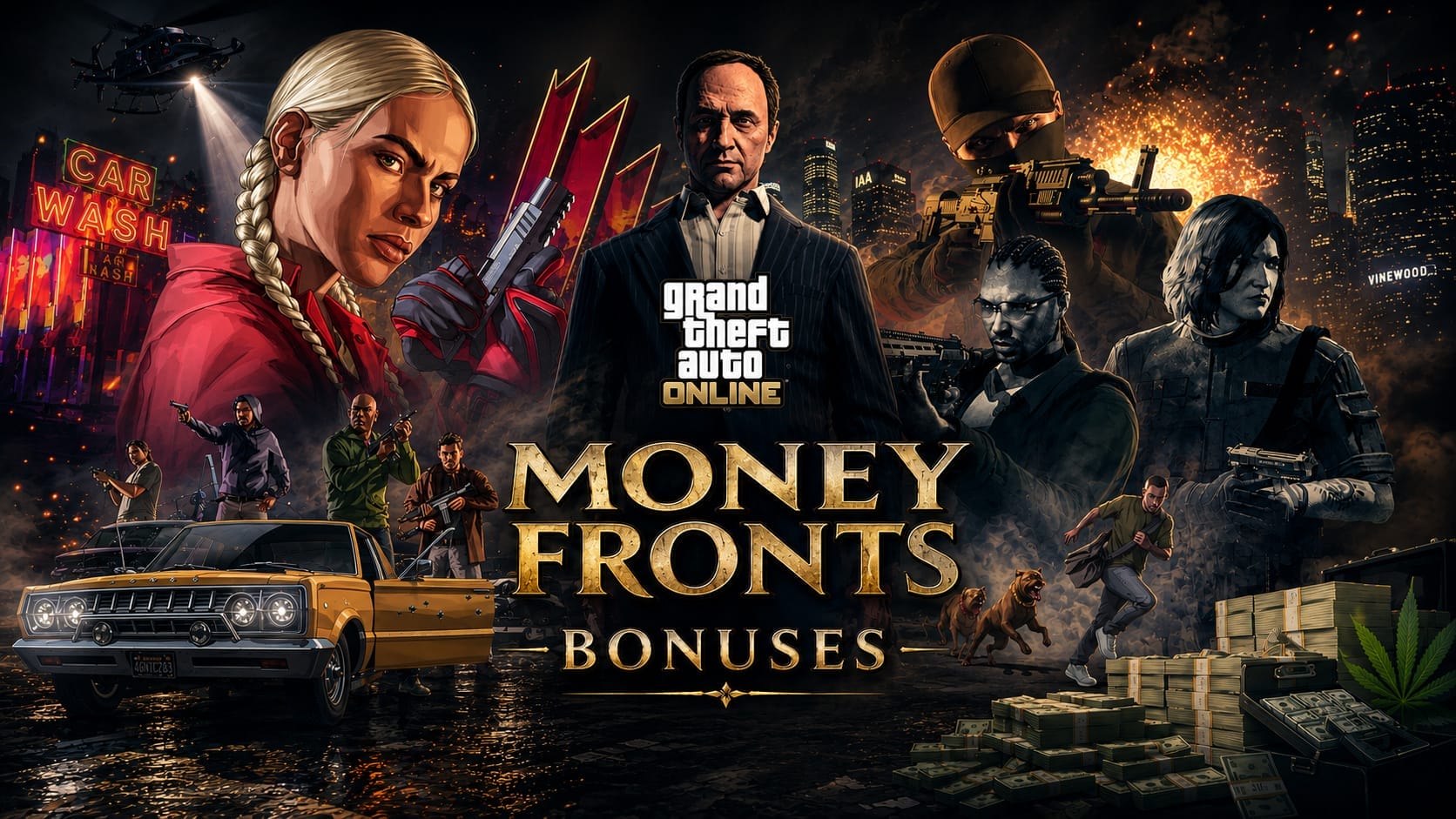 Artwork for Money Fronts Bonuses in GTA Online.