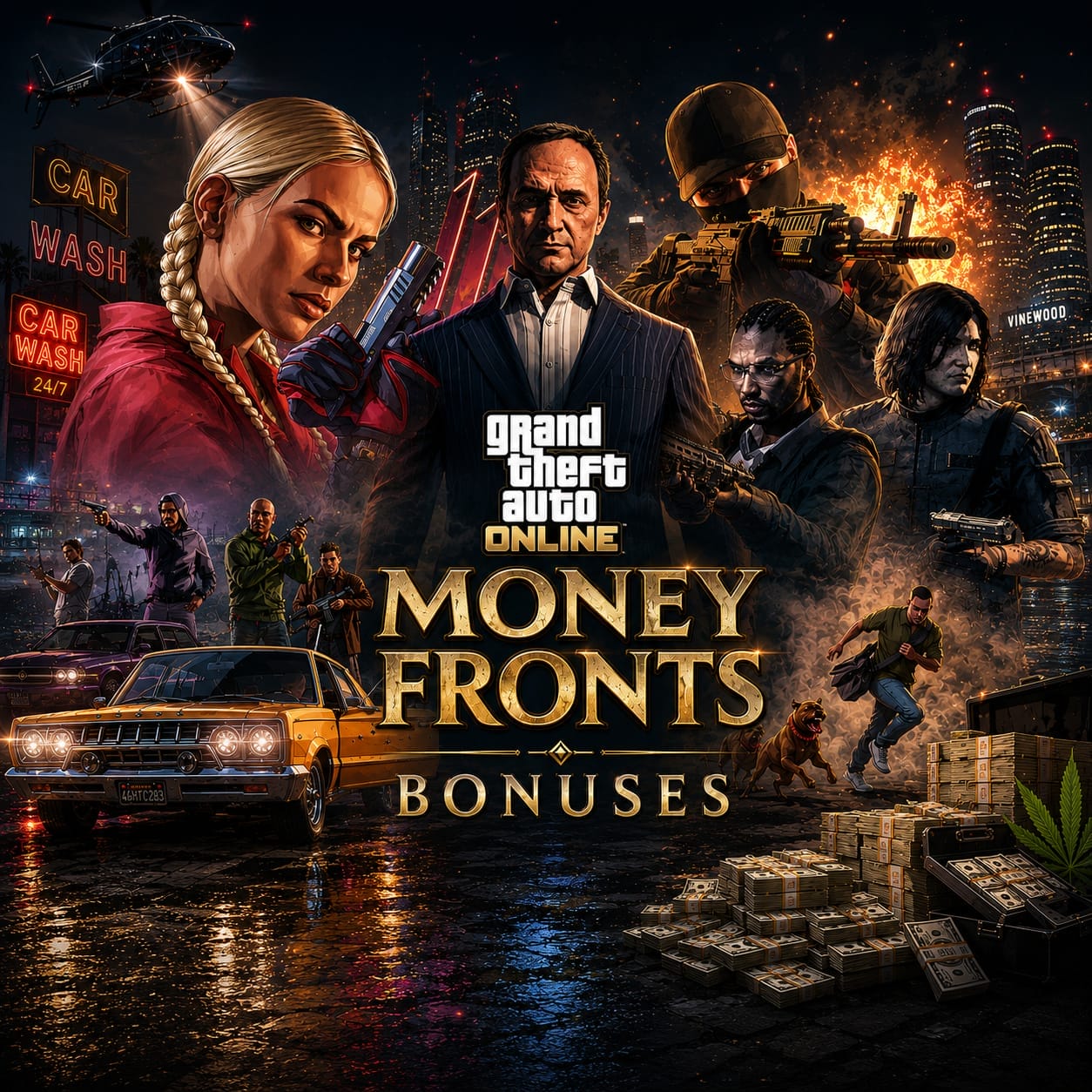 Artwork for Money Fronts Bonuses in GTA Online.