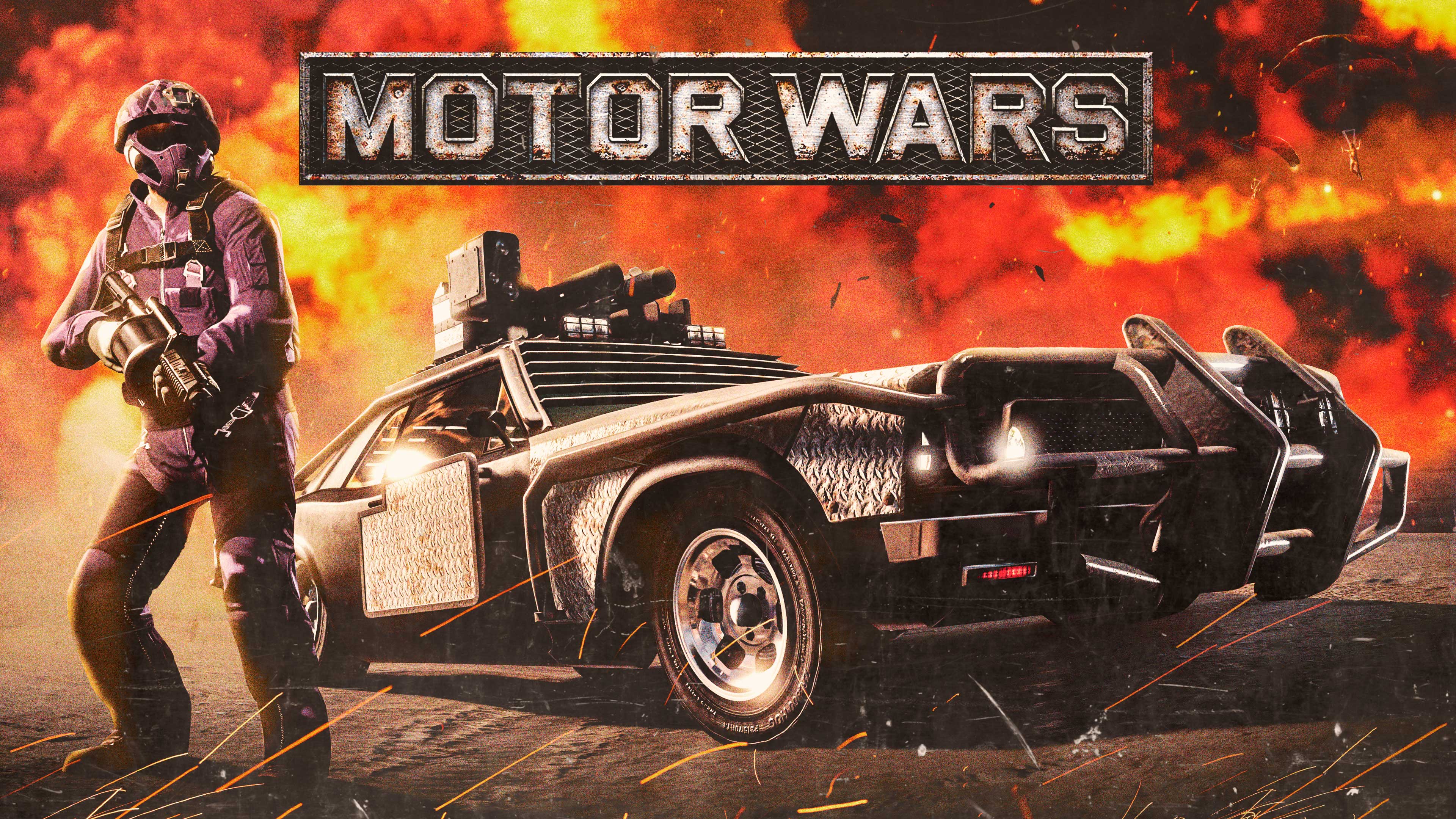 Promotional poster for Motor Wars Adversary Mode in GTA Online.