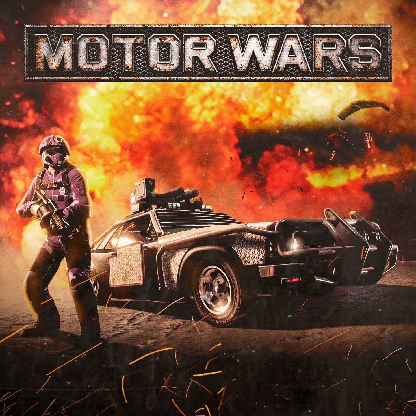 Promotional poster for Motor Wars Adversary Mode in GTA Online.