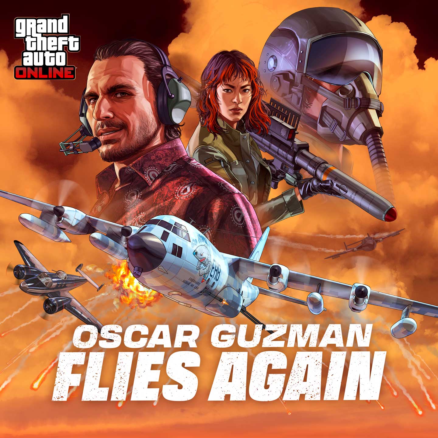 Oscar Guzman Flies Again Artwork of GTA Online: Oscar Guzman Flies Again Content Update.