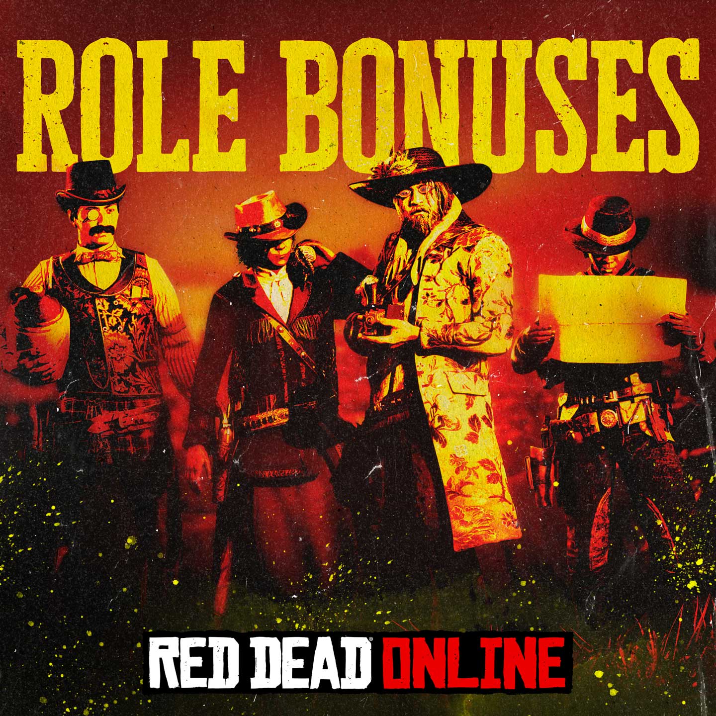 Promotional poster for Specialist Role Bonuses in Red Dead Online.
