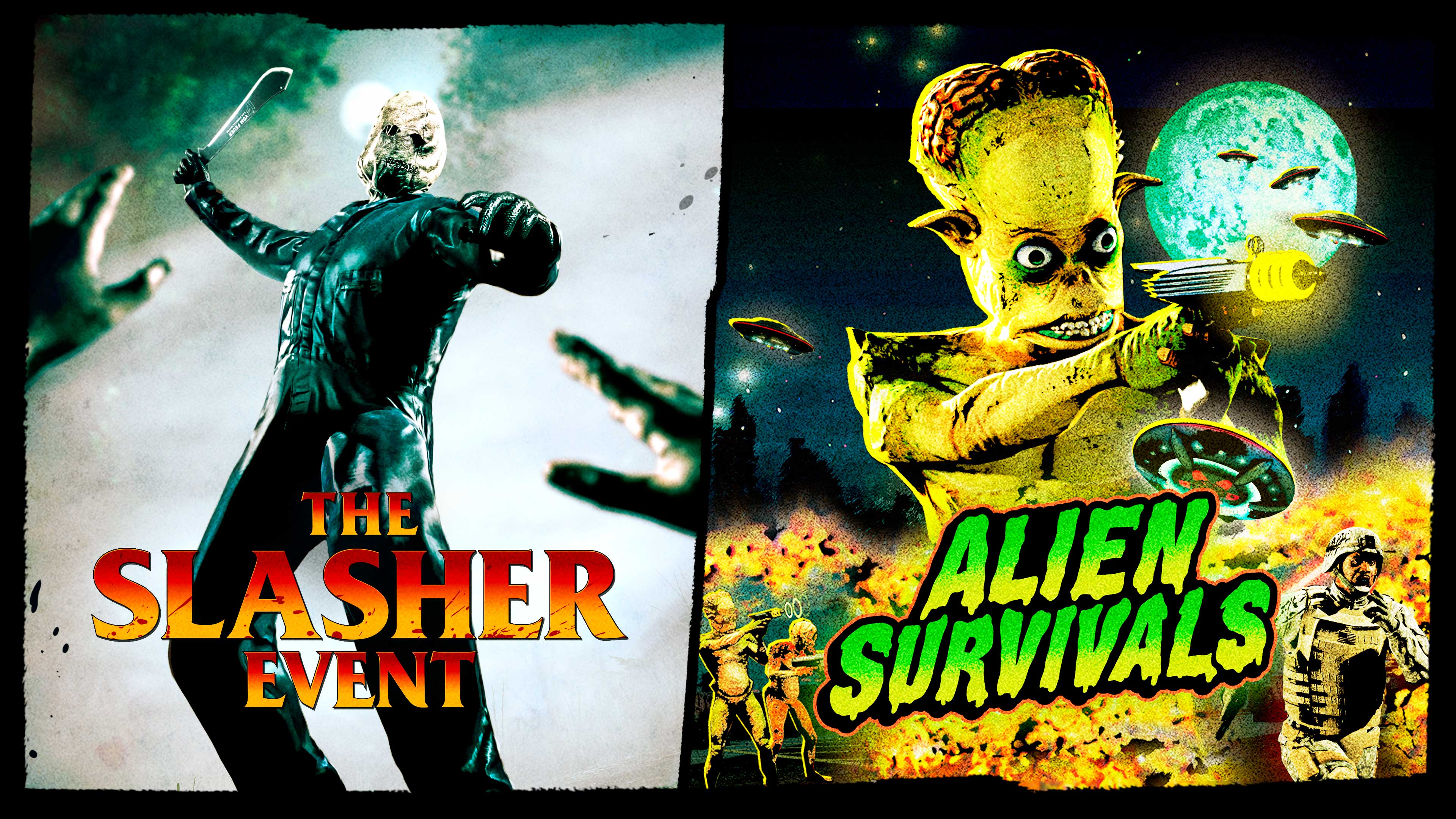 Slasher Adversary Mode & Alien Survival Poster for Slasher Adversary Mode and Alien Survival.