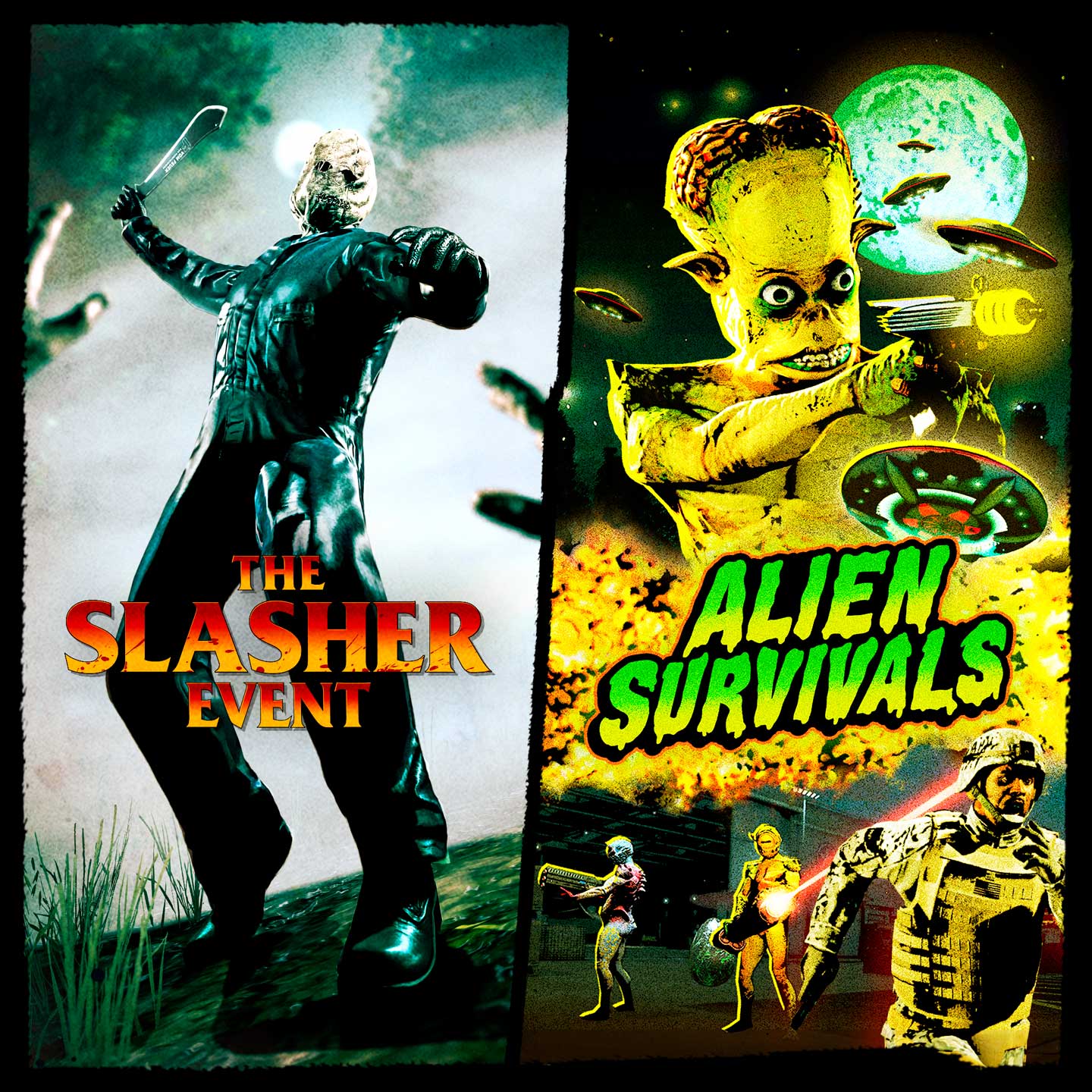 Slasher Adversary Mode & Alien Survival Poster for Slasher Adversary Mode and Alien Survival.