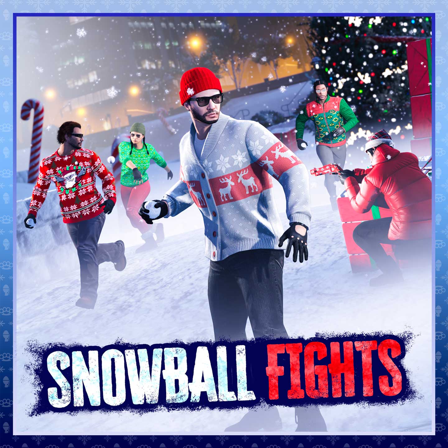 Snowball Fight Promotional poster for Snowball Fight Deathmatch in GTA Online.