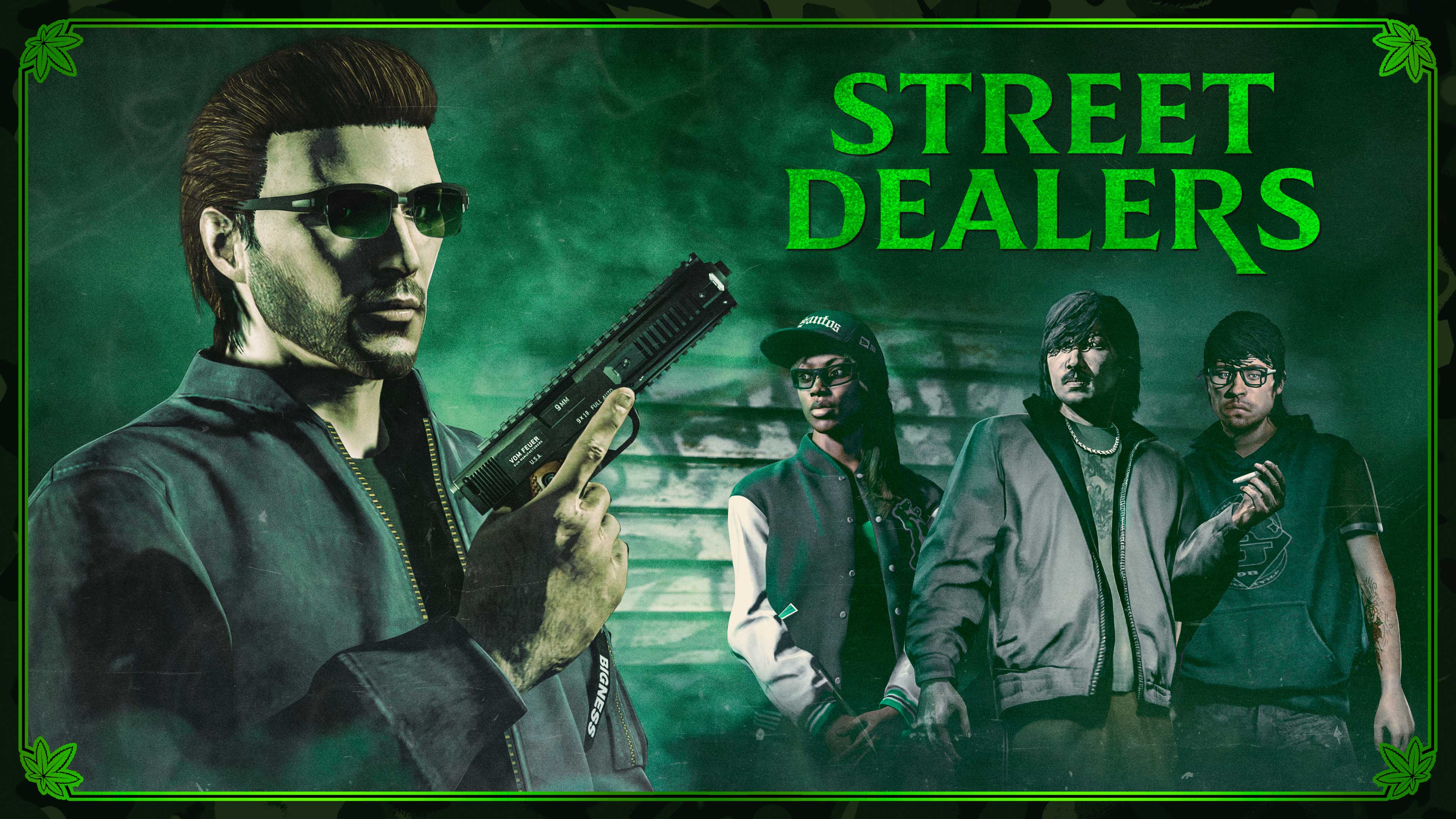 Street Dealers Promotional poster for Street Dealers in GTA Online.