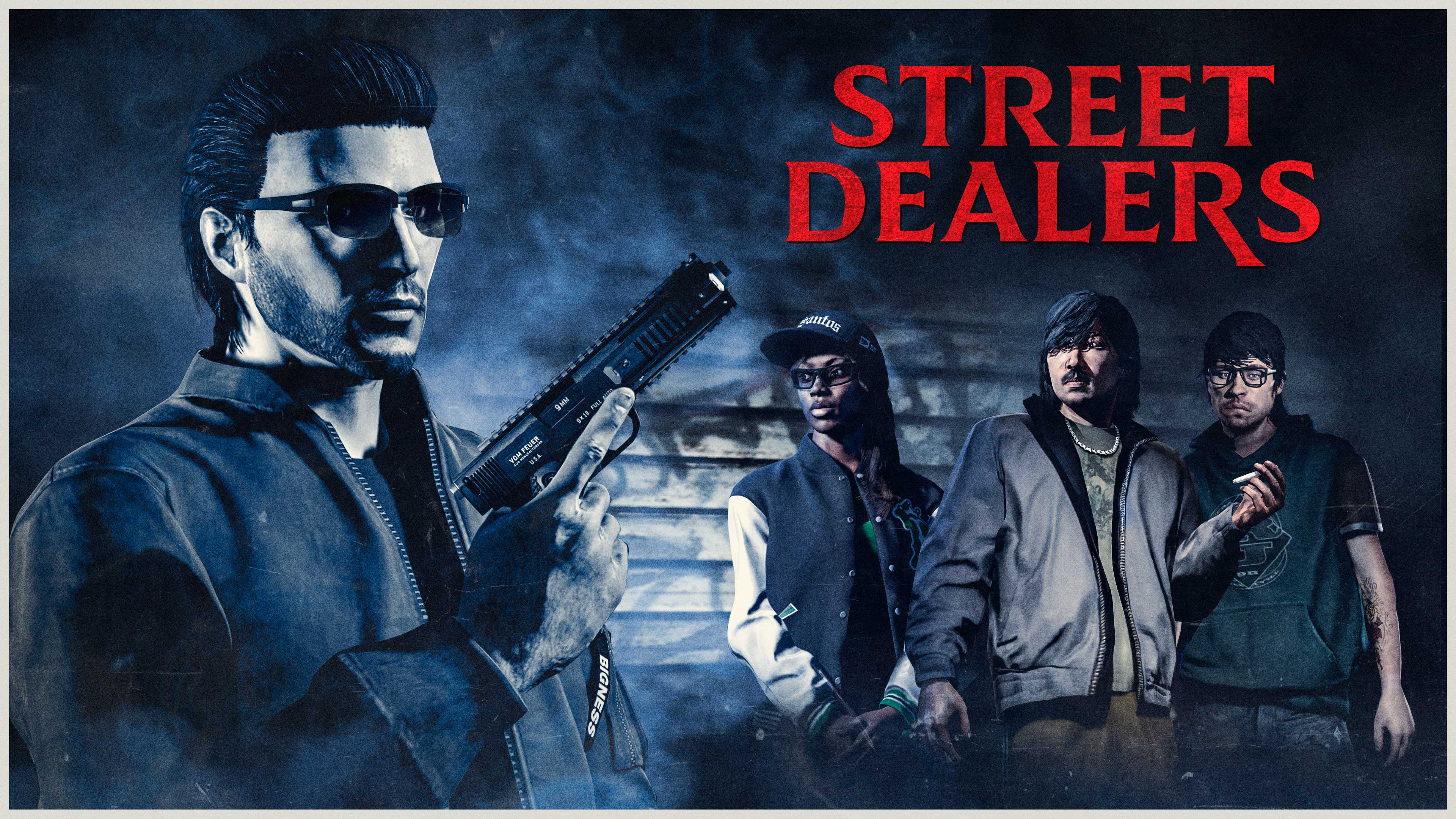 Street Dealers Promotional poster for Street Dealers in GTA Online.