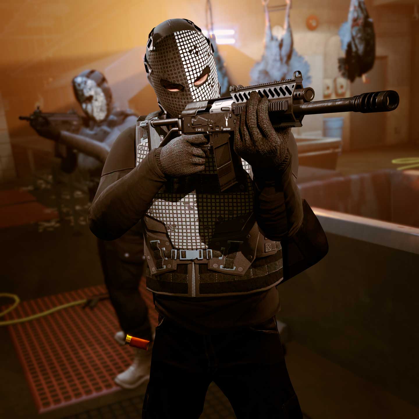 The Cluckin’ Bell Farm Raid Promotional screenshot for The Cluckin' Bell Farm Raid in GTA Online.