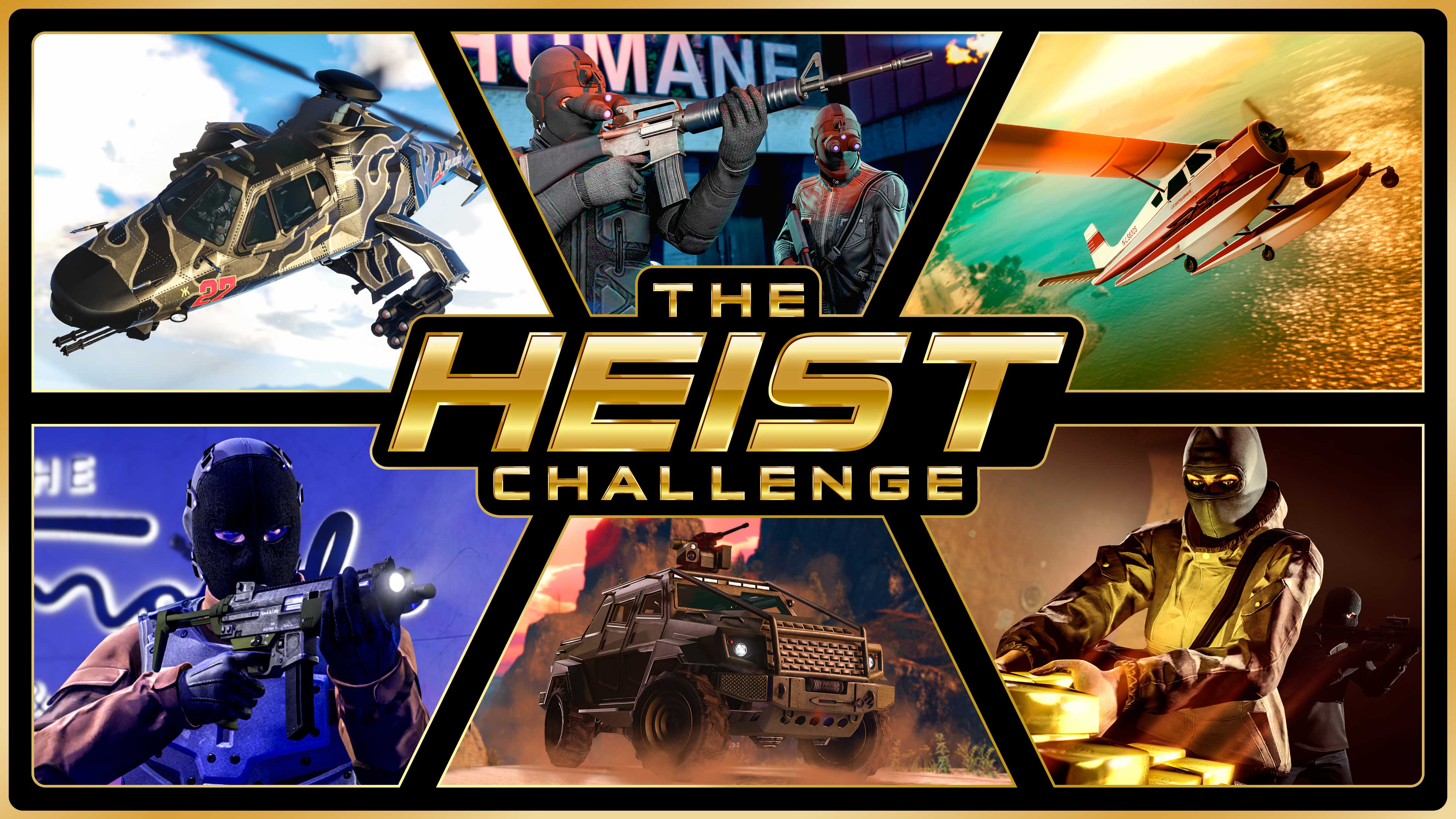 Artwork of The Heist Challenge in GTA Online.