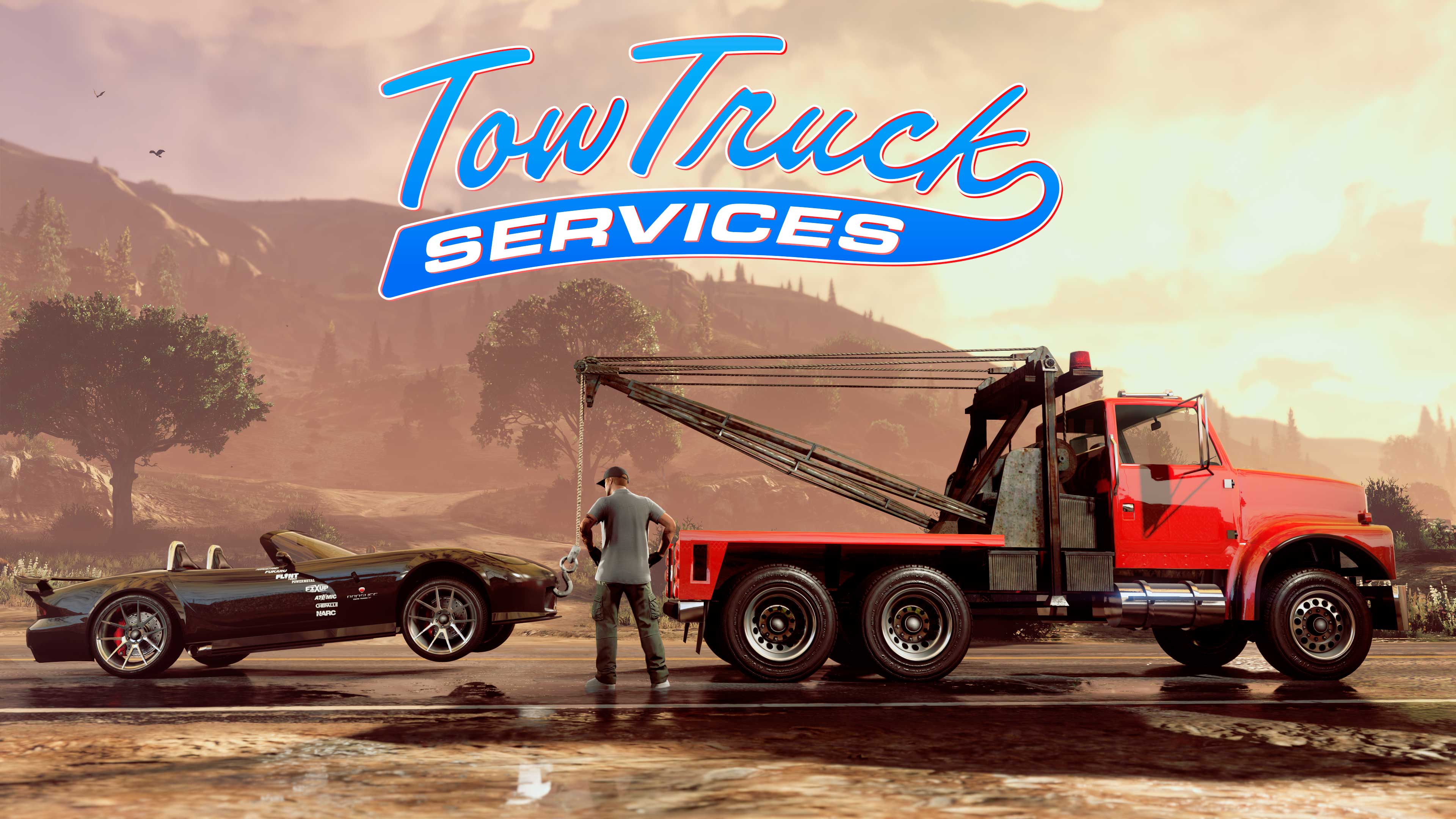 Tow Truck Services Promotional poster for Tow Truck Services in GTA Online.