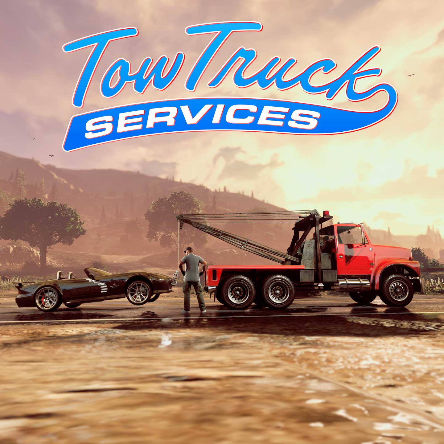 Tow Truck Services Promotional poster for Tow Truck Services in GTA Online.