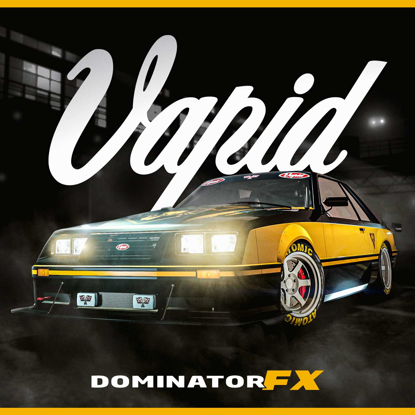 Vapid Dominator FX Promotional poster for Vapid Dominator FX in GTA Online.