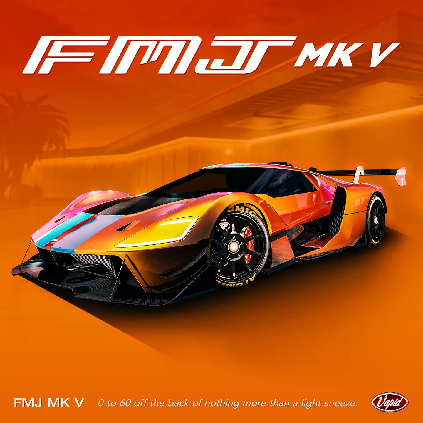 Promotional poster for Vapid FMJ MK V in GTA Online.