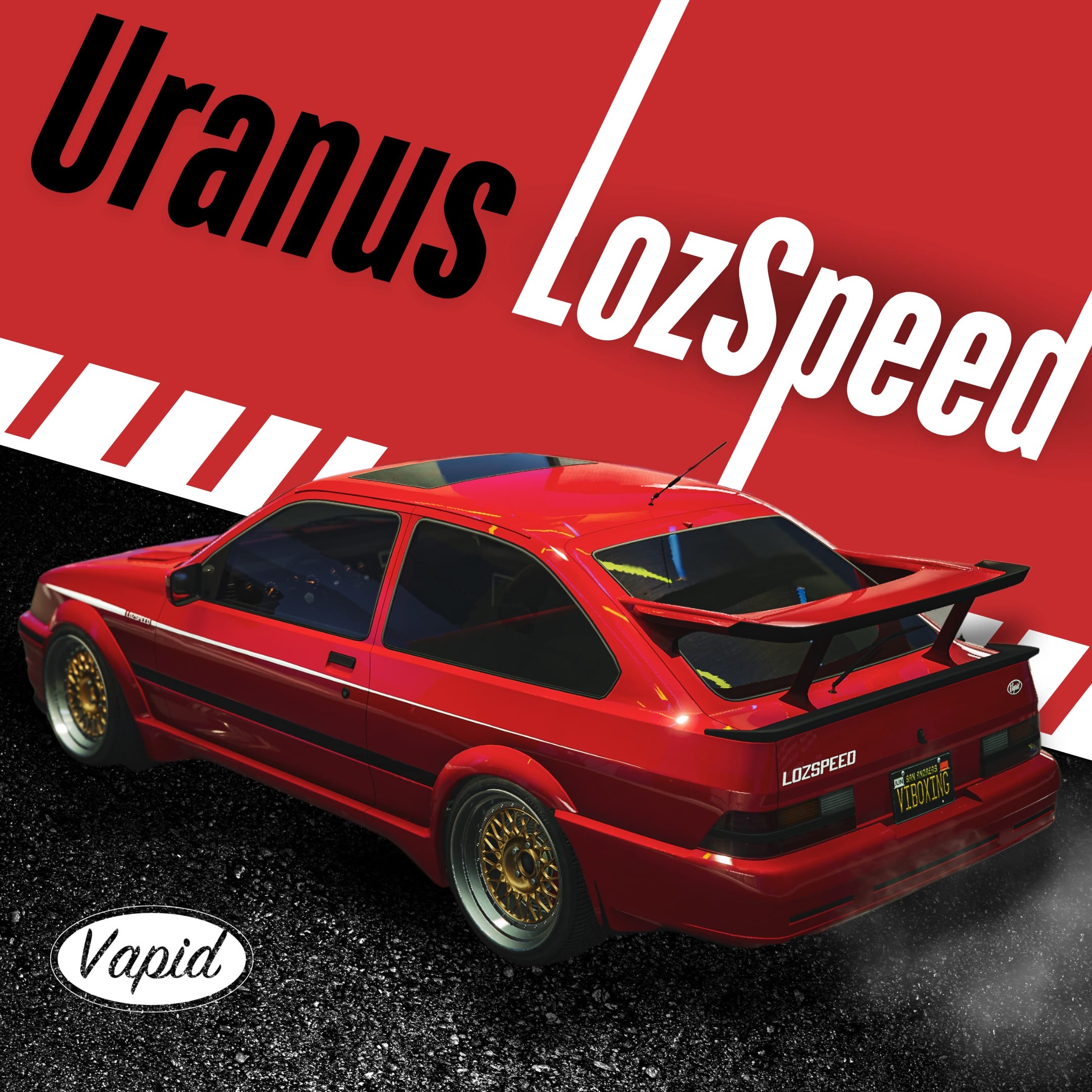Promotional poster for Vapid Uranus LozSpeed in GTA Online.