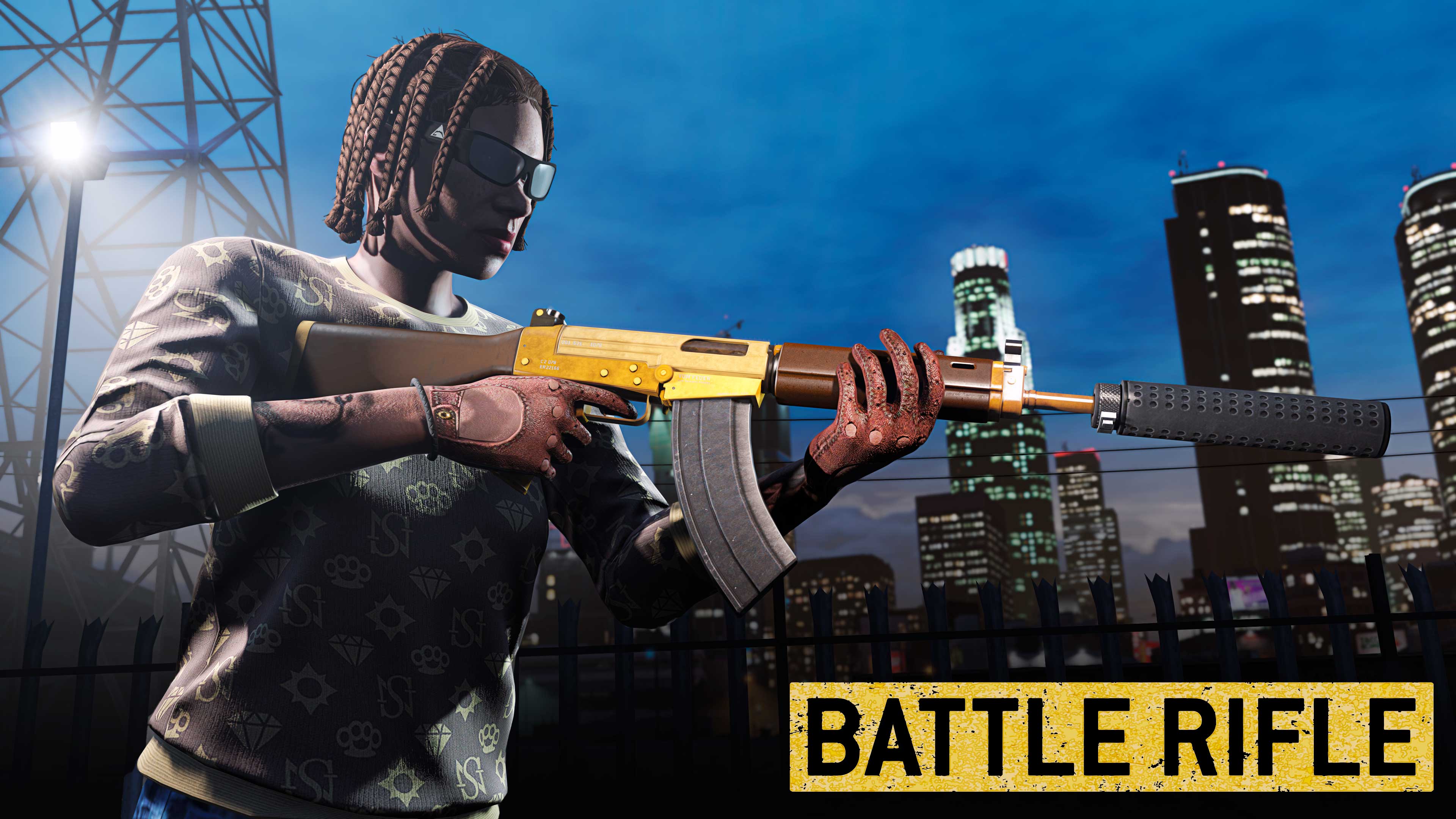 Battle Rifle Promotional poster for Battle Rifle in GTA Online.