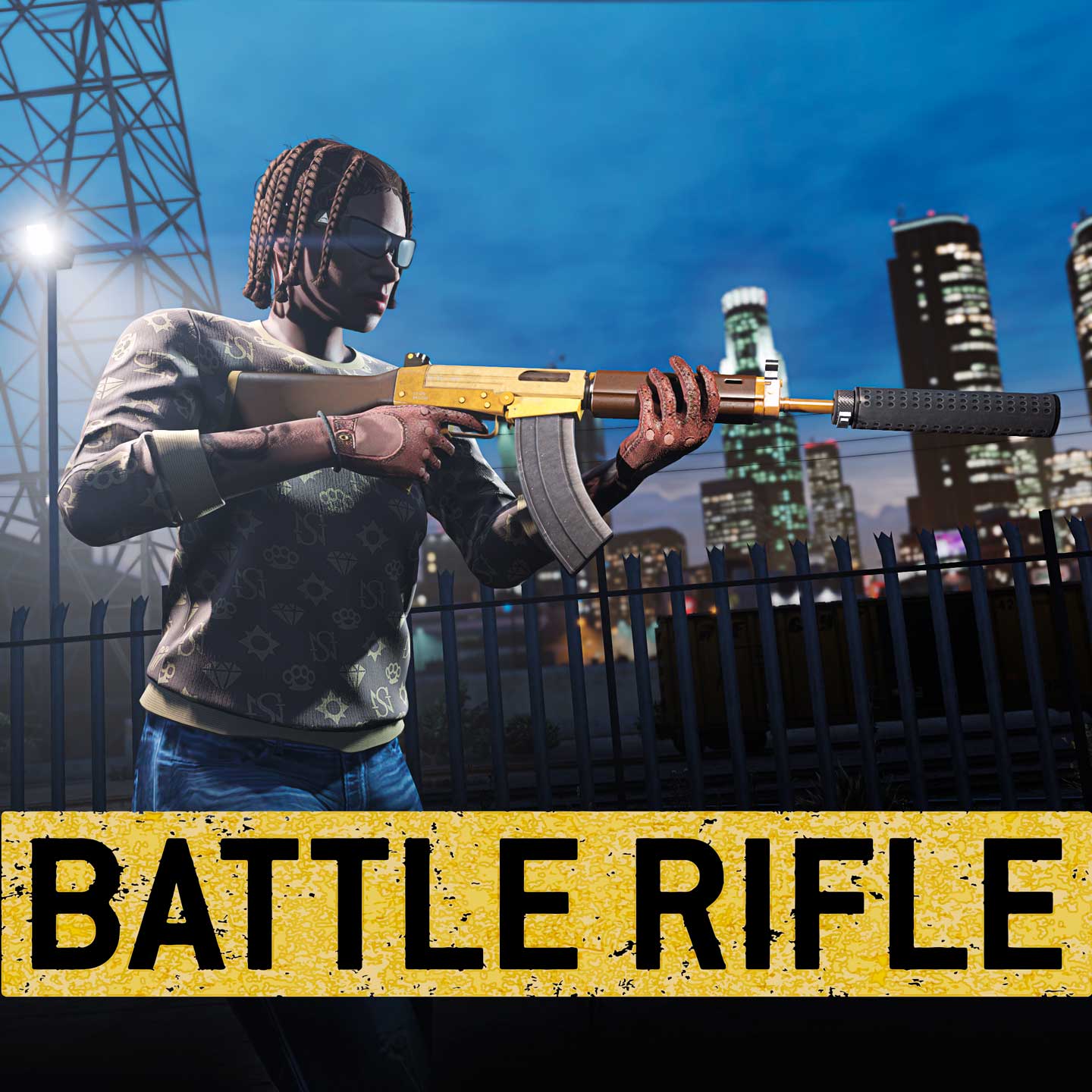 Battle Rifle Promotional poster for Battle Rifle in GTA Online.