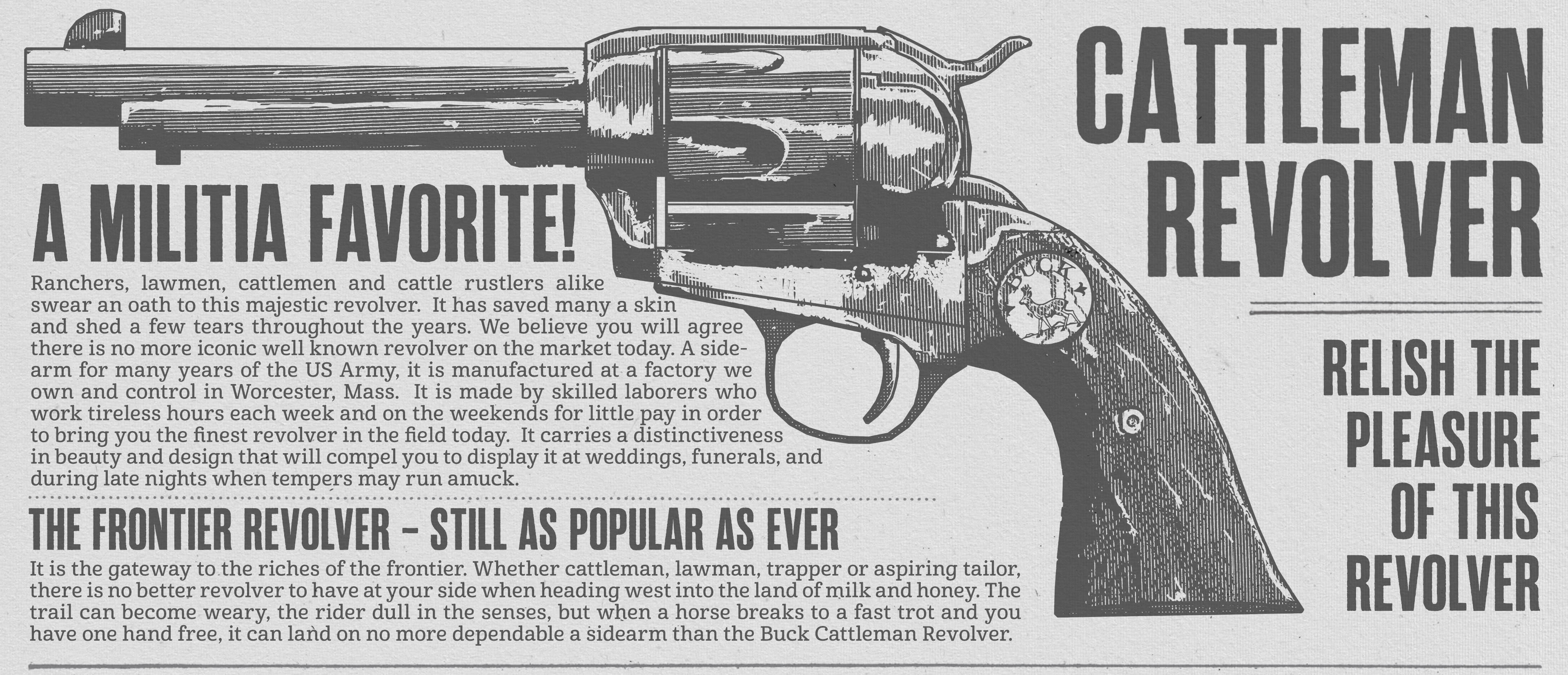Cattleman Revolver Advertisement for the Cattleman Revoler.