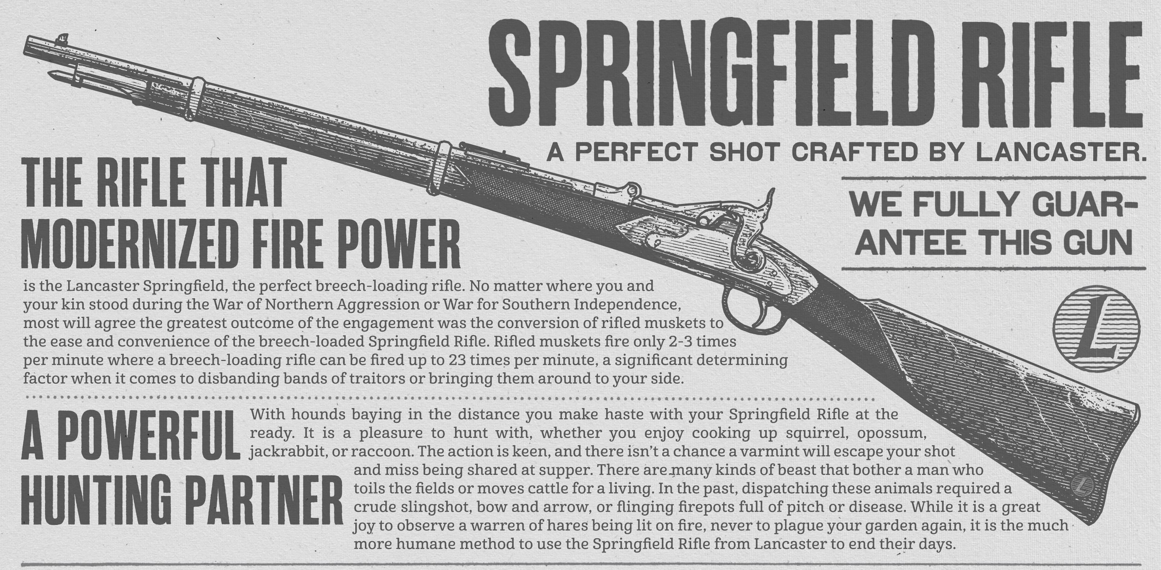 Springfield Rifle Advertisement for the Springfield Rifle.